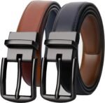 Contacts Men's Genuine Leather Pin Buckle Reversible Belt | Leather Belt for Men Classic Designs for Work & Business Casual (Black|Brown)…