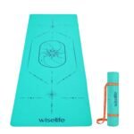 Cosmis Alignment Yoga Mat 8mm | High-Density Non-Slip Exercise & Fitness Mat for Yoga, Pilates & Home Workout | Cushion Support for Men & Women (Cyan)