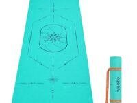 Cosmis Alignment Yoga Mat 8mm | High-Density Non-Slip Exercise & Fitness Mat for Yoga, Pilates & Home Workout | Cushion Support for Men & Women (Cyan)