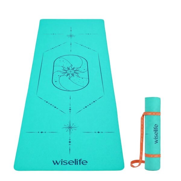 Cosmis Alignment Yoga Mat 8mm | High-Density Non-Slip Exercise & Fitness Mat for Yoga, Pilates & Home Workout | Cushion Support for Men & Women (Cyan)