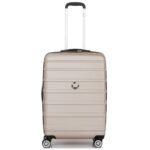 DELSEY PARIS Margot 69 cms Medium Check-in Polycarbonate Hard Sided 8 Wheels and Expandable Spinner Suitcase/Trolley Bag for Travel with TSA Lock- Gold