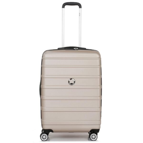 DELSEY PARIS Margot 69 cms Medium Check-in Polycarbonate Hard Sided 8 Wheels and Expandable Spinner Suitcase/Trolley Bag for Travel with TSA Lock- Gold