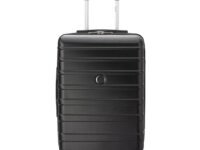 DELSEY PARIS Margot 80 cms Large Check-in Polycarbonate Hard Sided 8 Wheels and Expandable Spinner Suitcase/Trolley Bag for Travel with TSA Lock- Black