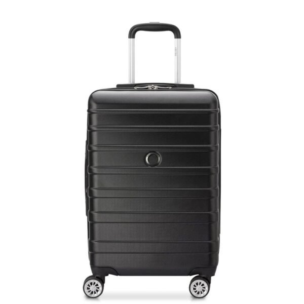 DELSEY PARIS Margot 80 cms Large Check-in Polycarbonate Hard Sided 8 Wheels and Expandable Spinner Suitcase/Trolley Bag for Travel with TSA Lock- Black