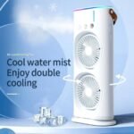 Drumstone Portable USB Rechargeable Mist Spray Fan with Dual Fan Design, Personal Desk Fan with Water Mist Function, Compact Cooling Fan for Home, Office, Study Desk & Travel