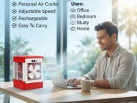 Drumstone (𝐁𝐞𝐬𝐭 𝐂𝐡𝐨𝐢𝐜𝐞 Rechargeable Mini Air Cooler Fan With 1.5L Water Tank, USB Portable Cooling Fan, Adjustable Speed Personal Air Cooler For Home Office,𝟏𝟓 𝐘𝐞𝐚𝐫𝐬 𝐖𝐚𝐫𝐫𝐚𝐧𝐭𝐲