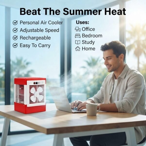 Drumstone (𝐁𝐞𝐬𝐭 𝐂𝐡𝐨𝐢𝐜𝐞 Rechargeable Mini Air Cooler Fan With 1.5L Water Tank, USB Portable Cooling Fan, Adjustable Speed Personal Air Cooler For Home Office,𝟏𝟓 𝐘𝐞𝐚𝐫𝐬 𝐖𝐚𝐫𝐫𝐚𝐧𝐭𝐲