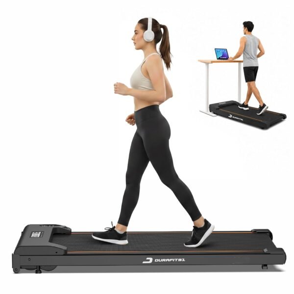 Durafit91™ Dash Lite 2.5HP Peak BLDC Motor Walkpad Treadmill with Remote Control |100 kg User Capacity Walking Pad| 8 km/h Max Speed | LED Display with Under-Desk Design | Home Use
