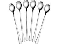Dynore Stainless Steel 6 Pcs Soda Spoons/Mixing Spoon/Milkshake Spoon/Long Spoon 8 inch- Set of 6
