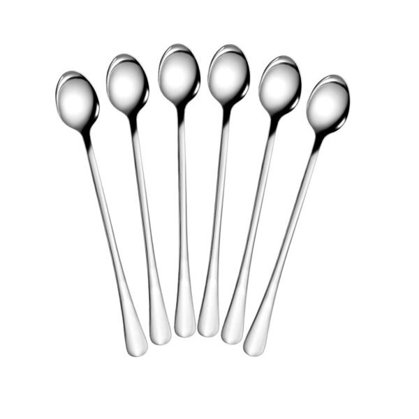 Dynore Stainless Steel 6 Pcs Soda Spoons/Mixing Spoon/Milkshake Spoon/Long Spoon 8 inch- Set of 6