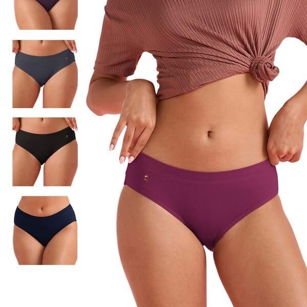 Enamor Stretchable Cotton Hipster Panties for Women, Full Coverage Grip Fit Inner Elastic with Antimicrobial & Stain Release Technology - Color and Print May Vary - CR17 (Pack of 5)