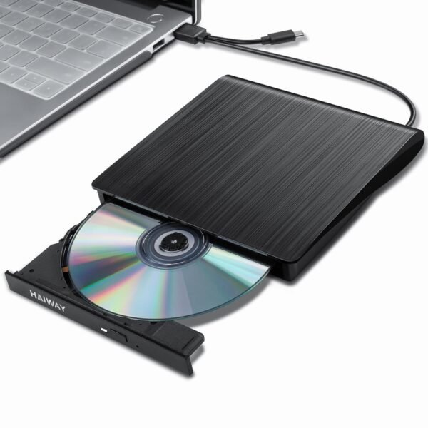 External CD/DVD Drive, Haiway USB 3.0 Portable CD/DVD +/-RW Drive Slim CD/DVD ROM Rewriter Burner Superdrive High Speed Data Transfer for Laptop Desktop PC Windows 7/8.1/10 Linux OS