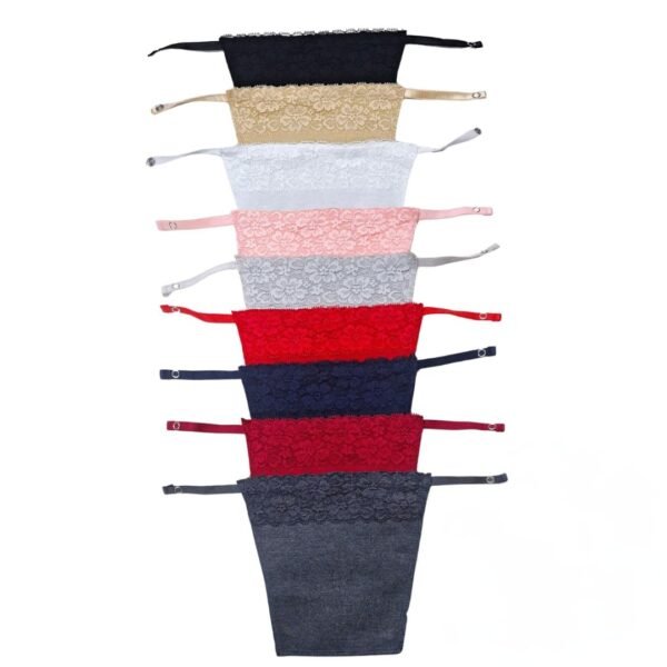 GLAMORAS Cotton Clip On Camisole for Women Mock Lace | Deep Neck Cleavage Cover Up Inner Cami Secret Slip for Women | Free Size (Pack of 9) Multi Colour