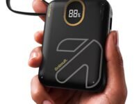 GOBOULT Ampvault V20 Pro V2 20000 mAh Wired Power Bank, 45W Fast Charging, LED Indicator, 2 in 1 Built-in- Cable, Apple & Android Mobile, USB Type-C, Type-A, Digital Display (Black)