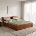 Ganpati Arts Solid Sheesham Wood Mayor King Size Bed with Box and Headboard Storage Wooden Palang Double Bed for Bedroom (Natural Finish) 1 Year Warranty