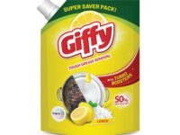 Giffy Liquid Dishwash Gel 2 Litre | Lemon and Active Salt | 50% More Effective | Tough Grease Removal Expert | Turbo Boosters | Mild fragrance | Removes Tough Malodour | Hand-Safe