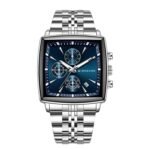 Giordano Multi Function Watch for Men with Square Dial, Stainless Steel Strap and Date Display