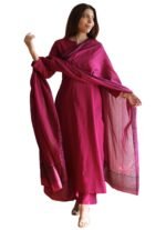 GoSriKi Women's Viscose Straight Solid Kurta with Narrow Pant and Dupatta | Kurta for Women | Kurta Pant Dupatta Set | Ethnic Suit for Women | Traditional Indian Outfit | Women's Ethnic Wear