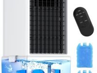 HIFRESH Air Cooler for Room Cooling, 31Ft Air Throw, 4 Modes & 4 Speeds, Remote & Touch, 12H Timer, 12L Tank for 24H Cooling, Waterless Alert, 2 Ice Packs, Low Power Consumption Tower Cooler for Home