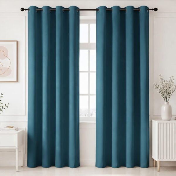 HOMEMONDE 100% True Blackout Curtain 9 Feet Set of 2 - Thermal Insulated & Room Privacy Long Door Curtains, Blue Light Blocking Curtains 96 Inch Long - (274L x 118W CM)