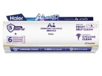 Haier 1 Ton 5 Star, New star rated,Wi-Fi HEXA Inverter Smart Split AC (AI Cooling, Energy Saving & Self-Clean, 7 in 1 Convertible, Copper, 4-way Swing, Cools in 10 Sec at 60°C, White)-HSA14KU-GAI5NB-I