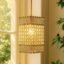 Homesake Crystal Beaded Pendant Light - Antique Gold Finish, Boho Style, Modern Ceiling Lamp for Living Room, Bedroom, Dining Room, Elegant Lighting Fixture, Home Décor(Gold)