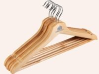 Homestrap Premium Round Bar Wooden Hanger (Pack of 6)| Durable Wooden Garment Hangers with Cut Notches & 360 Degree Swivel Chrome Hook for Hanging Heavy Clothes