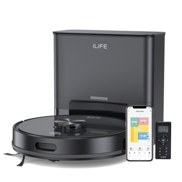 ILIFE T20s Ultra Robot Vacuum Cleaner with LiDAR Navigation, Self-Emptying for Up to 10 Weeks, 10,000Pa Suction, 300mins Runtime, Dry & Wet Combo, Customised Cleaning, App, Voice and Remote Control