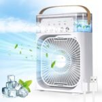 Ingreed Mini Air Cooler with USB Desk Fan | Personal Evaporative Cooler with 7 Colors LED Light, Timer, 3 Wind Speeds & 3 Spray Modes | Portable Cooling Fan for Office, Home, Dorm, Travel