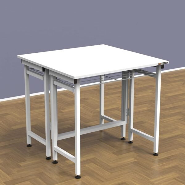 Innofur Aplos Double Folding Dining Table/Study/Conference/Home and Office (White, Regular (80X80Cm)) - Engineered Wood