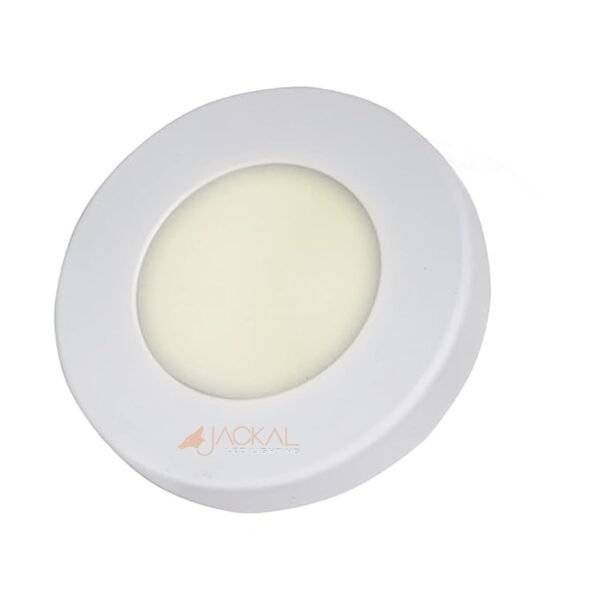 JACKAL® LED 3 Watts Striker Round LED Surface Cabinet Down Light, LED Surface Panel, Flush Mount Ceiling Lamp| Perfect for Display Showcase, Closet, Kitchen, Bookcase | (Warm White) (Aluminium)
