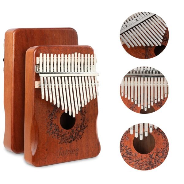 JUAREZ KLM50 Kalimba 17-Key Thumb Piano | Wooden Mbira Musical Instrument | Includes Tuning Hammer, Thumb Protectors, Key Stickers, Carry Pouch & Learning Kit