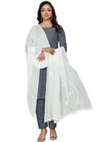 KEMZA Women's Chiffon Phulkari Floral Dupatta with Lace Border – Soft & Lightweight