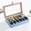 Kuber Industries Faux Leather See Through 12 Slots Wrist Watch Organiser Box for Men & Women | Watches Collection Case with Removable Pillows | Pink & Blue