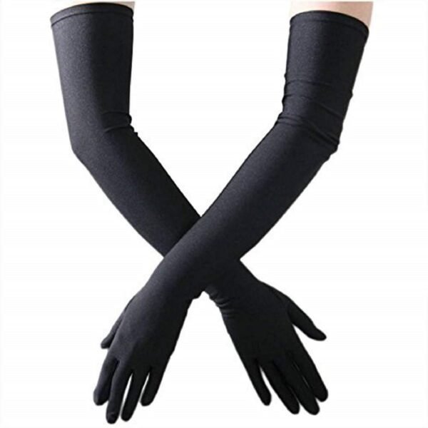 Kuber Industries Unisex Cotton Full Hand Gloves|Sunlight Protection|Soft & Cofortable Glove "1 Pair" (Black)