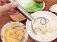 Kunya Stainless Steel Dough Whisk Manual Bread Whisk Non-Slip Heat Resistant Danish Dough Whisk,Dough Mixer Hand Tool for Bread, Batter and Pastry.(Pack of 1)