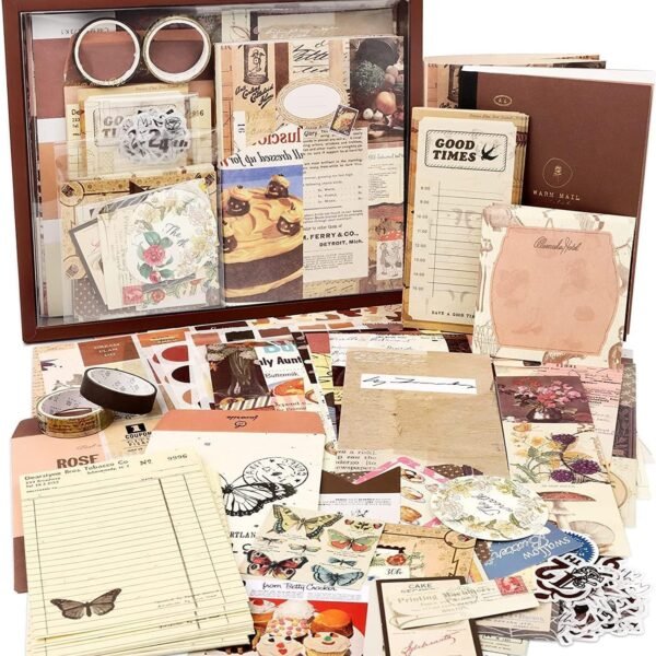 LABHESHWARA 346 Pcs Scrapbooking Supplies Kit – A6 Grid Notebook – Journaling Bullet Junk Journal Planners DIY Paper Stickers Craft Kits Notebook Collage Album Aesthetic –DIY Craft Set for Girls