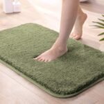LUXE HOME INTERNATIONAL Microfiber Rectangular Home Bath Mat Super Soft Non Slip Vegas Mats for Bathroom, Kitchen, Bedroom, and Door (40X60 Cm, Green) Pack of 1