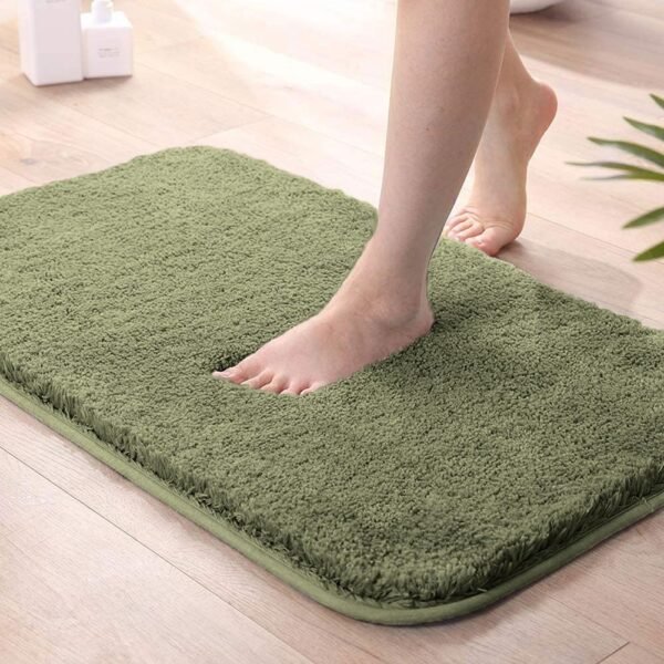 LUXE HOME INTERNATIONAL Microfiber Rectangular Home Bath Mat Super Soft Non Slip Vegas Mats for Bathroom, Kitchen, Bedroom, and Door (40X60 Cm, Green) Pack of 1