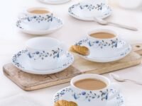 Larah By Borosil - Helena (LH) Cup and Saucer Set, 140ml, 12-Pieces, White
