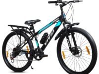 Leader Vivid Valero 26T IBC 7 Speed Cycle for Men with Front Suspension & Dual Disc Brakes | Gear Bicycle for Men | Mountain Bike with Inbuilt Carrier & Steel Frame | Ideal for 10+ Years – Black