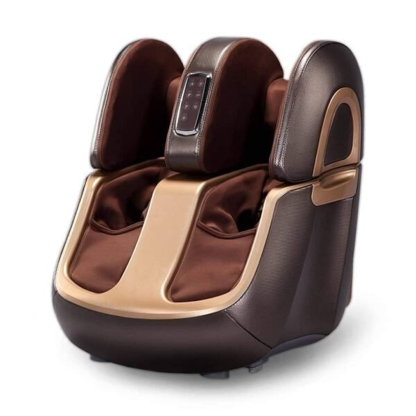 Leg Massager Foot & Calf Heated Machine With Airbags Vibration For Home Calf Thighs and Knee Pain Relief with Heat Corded Electric 2 Year Warranty (Brown)