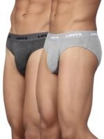 Levi's 009 Neo Brief for Men | 100% Pure Cotton | Solid Men's Underwear | Breathable | Branded Outer Elastic Anti-Roll Waistband | Extra Supportive Gusset | Dual Layer 3D Pouch | Tagless | Pack of 2