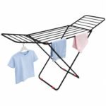 LiMETRO STEEL Foldable Clothes Drying Stand for Balcony & Indoor Use | Heavy Duty Mild Steel Laundry Rack | Space Saving Folding Cloth Dryer Stand | Black