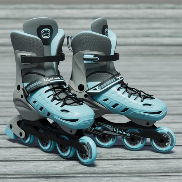 Lifelong Skating Shoes - Roller Skate Shoes - 4 Wheels Inline Skates - Skating Shoes for Boys & Girls - Skate Scooter - Liner Skates - Roller Shoes - 1 Pair of Skates, Blue, M (23.5-26 cm)