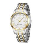 London Fog Regent Collection Analog Quartz Watch for Men with Round Dial and Stainless Steel Strap, Metal Case, Date Display, Luminous Hands & Hour Markers, Water Resistant