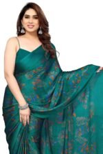 MIRCHI FASHION Saree for Woman Chiffon Leaf Printed | Lightweight Daily Wear Comfortable Women's Sari with Blouse Piece (Available in 30 Styles)