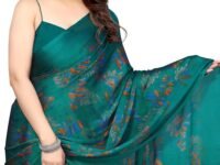 MIRCHI FASHION Saree for Woman Chiffon Leaf Printed | Lightweight Daily Wear Comfortable Women's Sari with Blouse Piece (Available in 30 Styles)