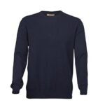 Men's Crew Neck Cashmere Sweater (Navy, Large)