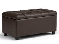 Modern Home 1 Seater Luper Tufted Storage Ottoman Pouffes with Storage Brown Color Leather Standard Size
